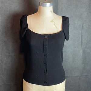 Reformation Black Knit Corset Blouse